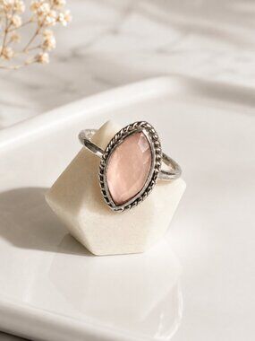 Blush Chalcedony Marquise Ring | Sterling Silver